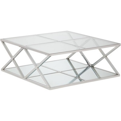 55 Downing Street Skylar 40" Wide Mirrored and Chrome Modern Coffee Table