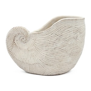 Chery Life Cement Nautilus Shell Planter with Textured Beige Finish - 1 of 4