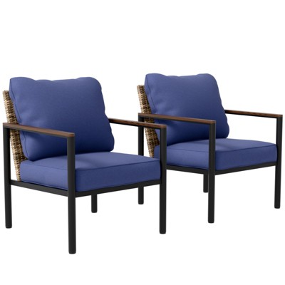 EAGLE PEAK Sunset Dune Collection Modern Patio Furniture Chair, Wicker Metal Outdoor Dining Chairs