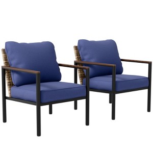 EAGLE PEAK Sunset Dune Collection Modern Patio Furniture Chair, Wicker Metal Outdoor Dining Chairs - 1 of 4