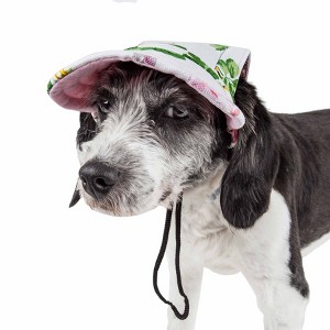Pet Life Botanic Bark Floral Uv Protectant Adjustable Fashion Dog Hat Cap, LG, White - 1 of 4