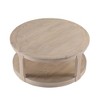 40in Large Curved 2 Tier Traditional Round Circle Wooden Center Coffee Table,Rounded Table with Wheels,Mid Century Table for living Room,Office - 3 of 4