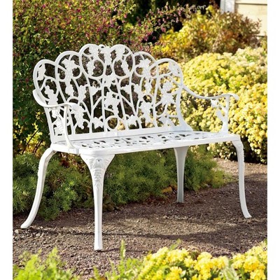 Plow & Hearth Grapevine Garden Bench in Powder-Coated Aluminum - White