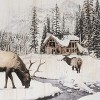 Wooden Winter Reindeer and Lodge Plaque 17.5"H - 2 of 2