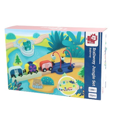 Leo & Friends Wooden Railway Jungle 22-Piece Animal Set