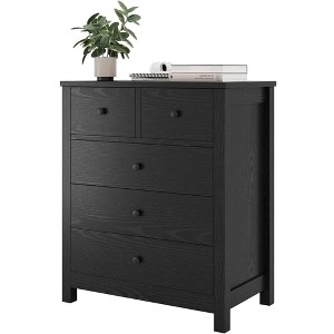 Senfot Black Dresser for Bedroom, Wood Dresser Organizer, 5 Drawer Dresser with Deep Space - 1 of 4
