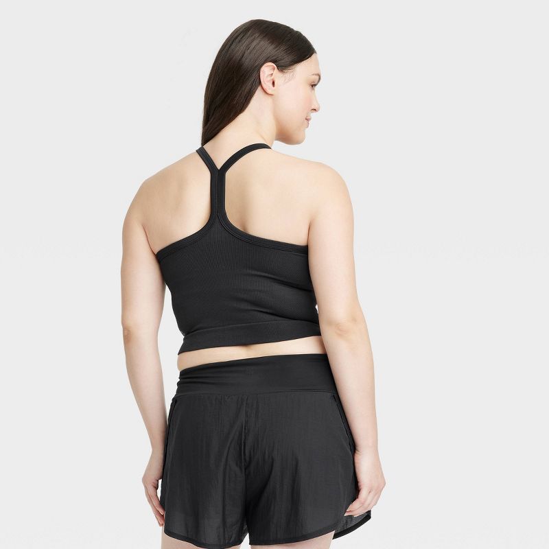 Women's Seamless Rib Cropped High Neck Tank Top - All In Motion™, 4 of 8