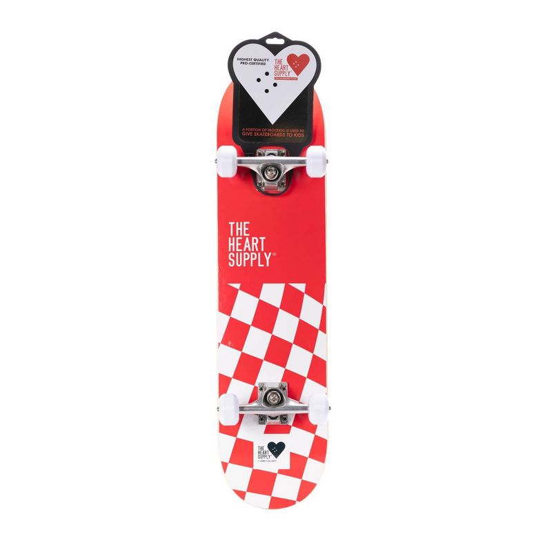 The Heart Supply Skateboard &#8211; Red and White Checkerboard, 1 of 13