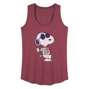 Women's - Peanuts - Joe Cool Tie Dye Graphic Racerback Tank - 1 of 4