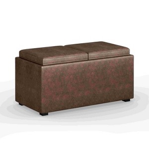CAVINAS Faux Leather Storage Ottoman Bench,Upholstered Ottoman with 2 Flip Over Serving Trays for Living Room,Bedroom - 1 of 4