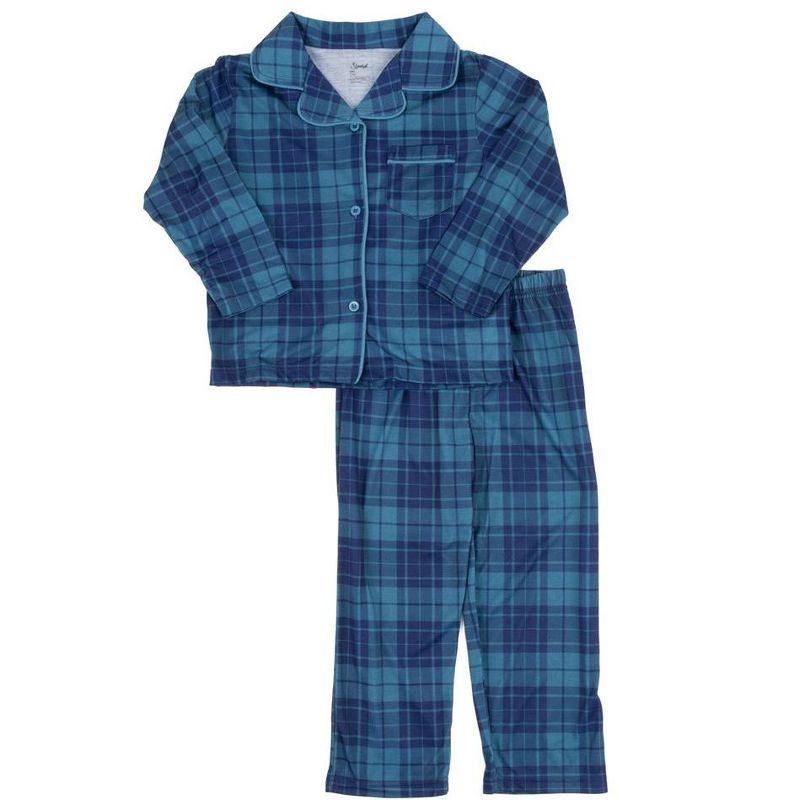 Leveret Kids Two Piece Button Down Christmas Pajamas, 2 of 3