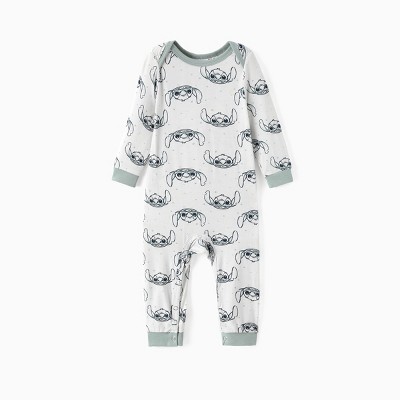 Disney Stitch Baby Boy Bamboo Character Allover Print Jumpsuit Romper