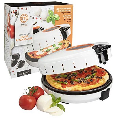 MasterChef Pizza Maker- Electric Rotating 12 Inch Non-stick Calzone Cooker - Countertop Pizza Pie and Quesadilla Oven w Adjustable Temperature Control