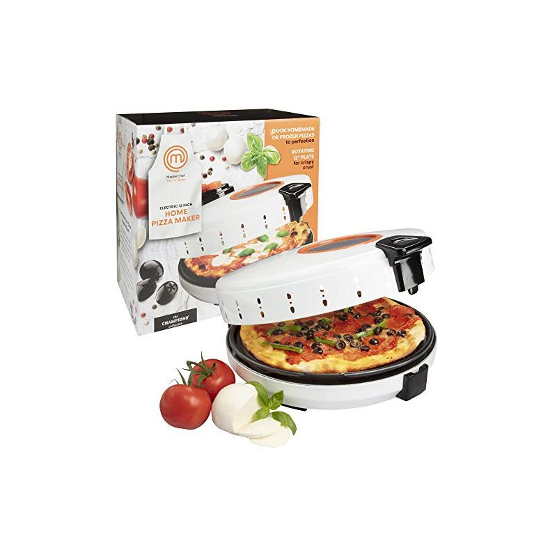 MasterChef Pizza Maker- Electric Rotating 12 Inch Non-stick Calzone Cooker - Countertop Pizza Pie and Quesadilla Oven w Adjustable Temperature Control, 1 of 2