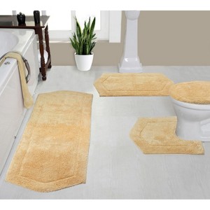 Waterford Collection Tufted Bath Rug, Extra Soft and Absorbent, Non-Slip Bath Mats, Machine Washable bath rugs for Bathroom, 4 Piece Set, Yellow - 1 of 4