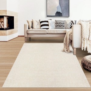Washable Black Area Rug - Non-Slip, Stain Resistant, Modern Solid Design - Perfect for Living Room, Bedroom, Dining Room, Office Decor, Cream - 1 of 4
