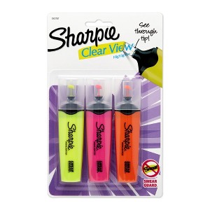 Sharpie Clear View 3pk Highlighters Chisel Tip Multicolored: Quick Drying Markers for School Supplies Kids - 1 of 4