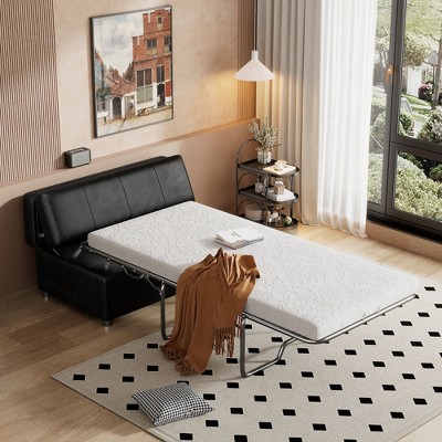 NicBex Ottoman Folding Bed Loveseat Sleeper Pull-Out Bed with Mattress Classic Style Space-Saving