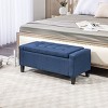 GlasFlength Ottomans and Benches Storage Ottoman Linen Upholstered Storage Bench with Lift Top and Button Tufted for Bedroom, Blue, 37"*12.6"*16.5" - 2 of 4