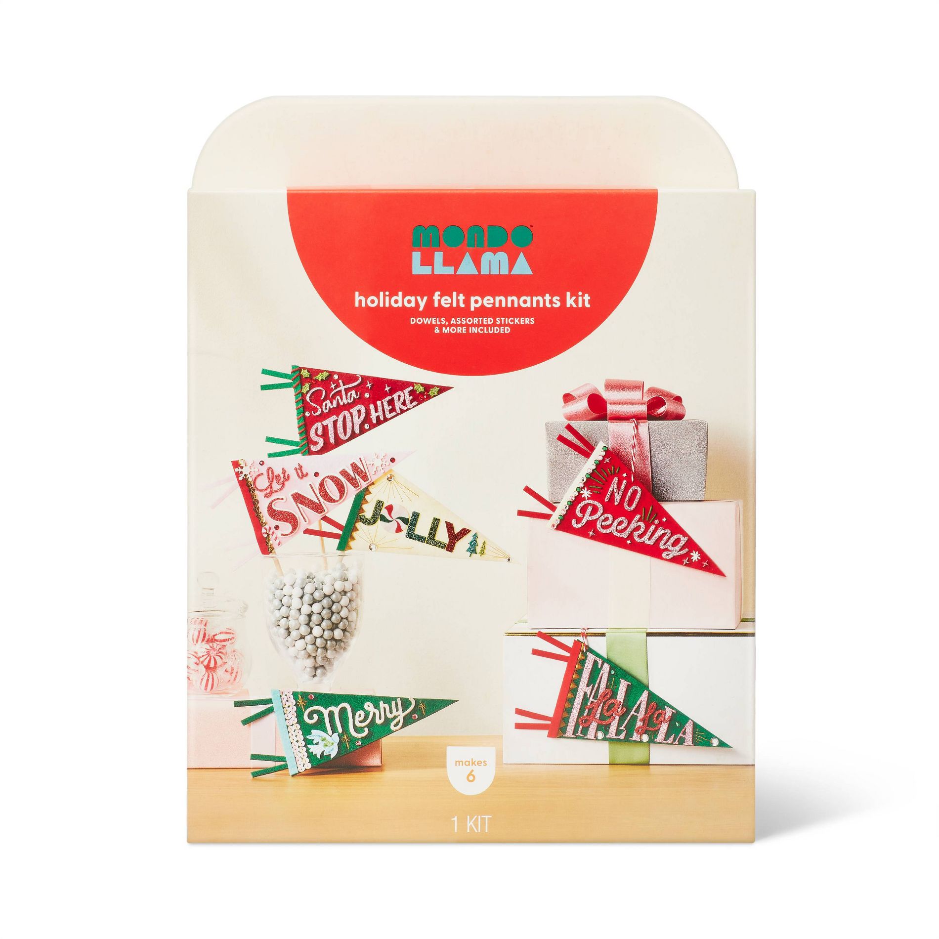 Christmas Craft Embellished Felt Pennant Décor Kit - Mondo Llama™