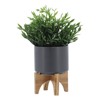 VisioGear 7" Tall Round Planter with Wooden Stand, Plant Pots for Living Room, Bedroom, Matte Gray, 5"*5"*7" - 4 of 4