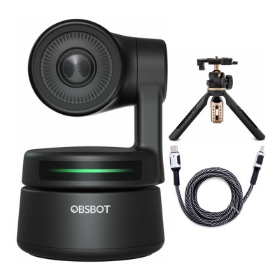 OBSBOT Tiny AI-Powered PTZ Webcam with Tripod and 6-Feet USB-C Cable