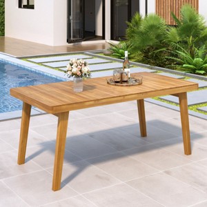 69" Acacia Wood Outdoor Dining Table,6 Seats Patio Side Table with Slatted Top,Rectangular Dining Table for Garden Gatherings-Koiai - 1 of 4