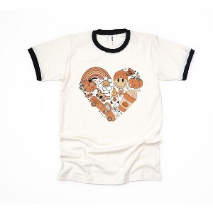Simply Sage Market Women's Fall Collage Heart Short Sleeve Ringer Tee - 1 of 3