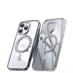 Clotth Case for iPhone 17 Pro - 360 Degree Rotating Stand Case, Transparent Pivot Protective Cover, Magnetic Ring Holder Phone Case - 1 of 4