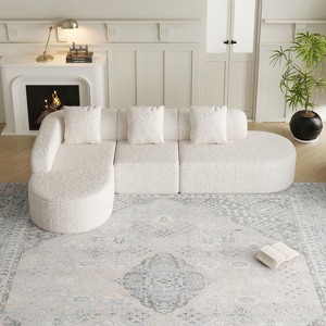 GDFStudio Lenhart Curved Modular L-Shaped Fabric Sofa with Extra-Wide Chaise Lounge - 1 of 4