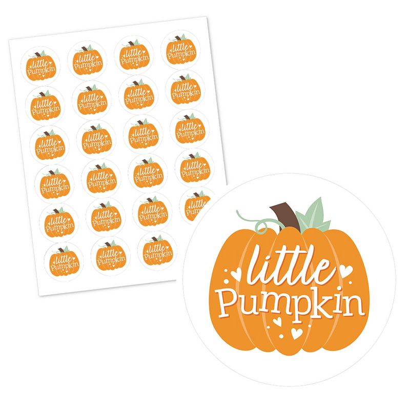 Big Dot of Happiness Little Pumpkin - Fall Birthday Party or Baby Shower Circle Sticker Labels - 24 Count, 2 of 5