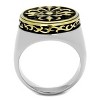 Slickblue Men’s Celtic Ring, Gold and Black Floral Motif, Oval Top Stainless Steel Band, Size 8–13 - 3 of 4