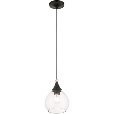 Catania Black and Brushed Nickel 1-Light Mini Pendant with Clear Glass