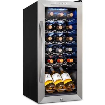 Schmécké 18 Bottle Compressor Wine Cooler Refrigerator w/Lock - Large Freestanding Wine Cellar 41f-64f Digital Temperature Control - Stainless Steel