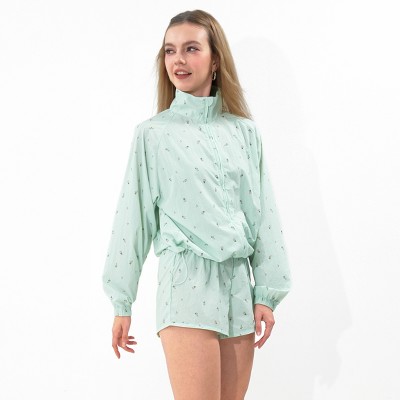 Wild Fable Women's Zip Track Jacket - Wild Fable™ Green Floral L — фото 2