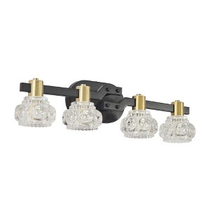 VYNXARIA Vintage Wall Lights, 24" 4-Light Sconce with Clear Crystal Shades for Bathroom and Hallway - 1 of 4