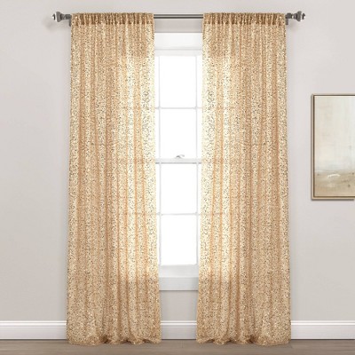 52"x84" Ballgown Glam Sparkle Sequins Window Kids' Curtain Panel Champagne - Lush Décor