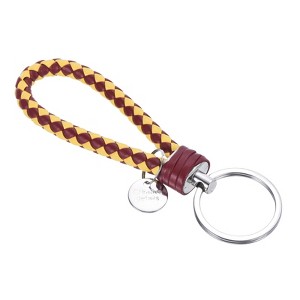 Unique Bargains Braided PU Leather Wallet Keychain with Stainless Steel Key Ring - 1 of 3