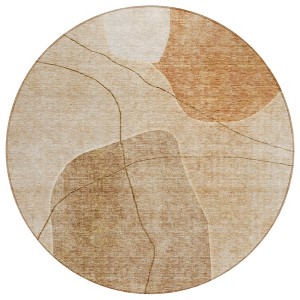Orange Copper And Terra Cotta Abstract Washable Indoor Outdoor Area Rug - 1 of 4