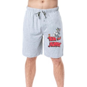 Tom And Jerry Mens' Classic Cartoon Character Logo Sleep Pajama Shorts Grey - 1 of 3