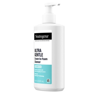 Neutrogena Ultra Gentle Cream-to-Foam Face Cleanser - Fragrance Free - 8.5 fl oz: For Normal, Combination, Sensitive, Dry Skin