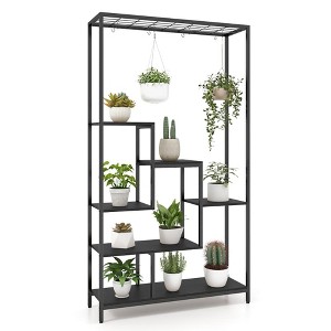 Aghana Digitals 71 Inch 6-Tier Indoor Plant Stand with 10 Hanging Hooks, Metal & Engineered Wood - 1 of 4