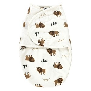 Hudson Baby Infant Boy Plush Faux Fur Swaddle Wrap, Wild Buffalo, 0-3 Months - 1 of 2