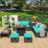 Costway 9PCS Patio Rattan Furniture Set Fire Pit Space-saving W/ Cushion cover - image 2 of 4