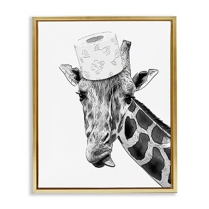 Stupell Industries Giraffe & Toilet Paper Bathroom, 21" x 17" - 1 of 4