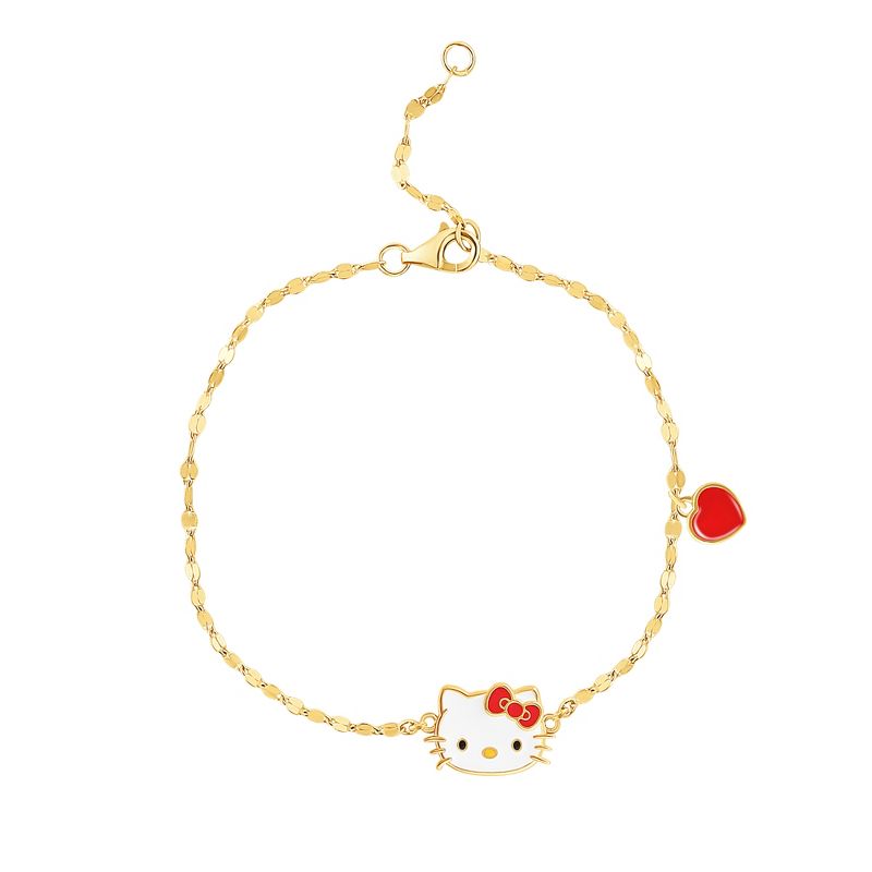 Sanrio Hello Kitty Gold Flash Plated Bracelet 6.5"+1", 1 of 4
