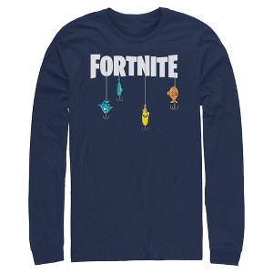 Mens Fortnite Fishing Lure White Logo Long Sleeve Shirt - 1 of 4