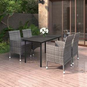 vidaXL Garden Dining Set Grey, Dark Grey, Black - 1 of 4