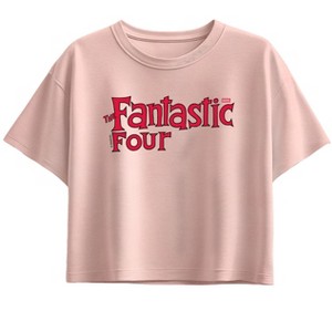 Girls' - Marvel - Fantastic Four Classic Logo Short Sleeve Boxy Graphic T-Shirt - 1 of 1