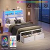 Pinmoco Bed Frame with 49.2 inch High LED Storage Headboard and 2 Drawers, Metal Platform Bed with Charging Station, Height Adjustable - 4 of 4